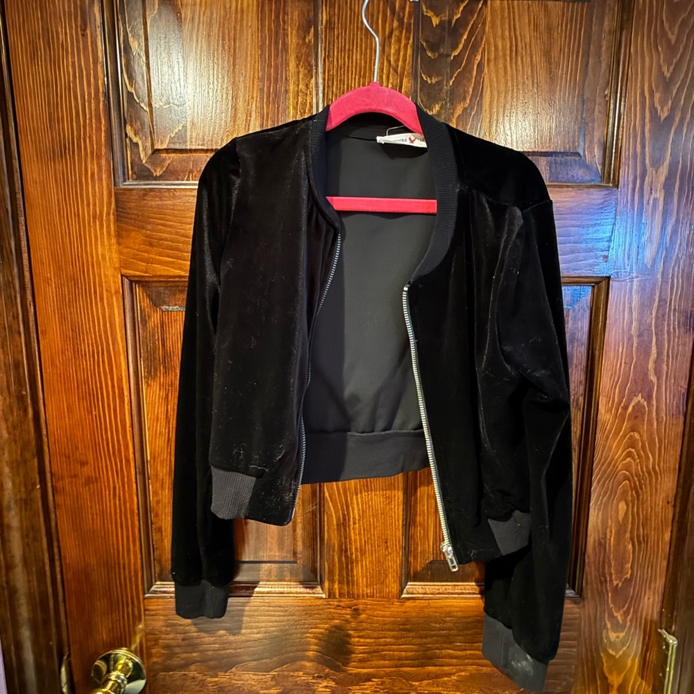 Knitworks Black Bomber Jacket Velvet kids